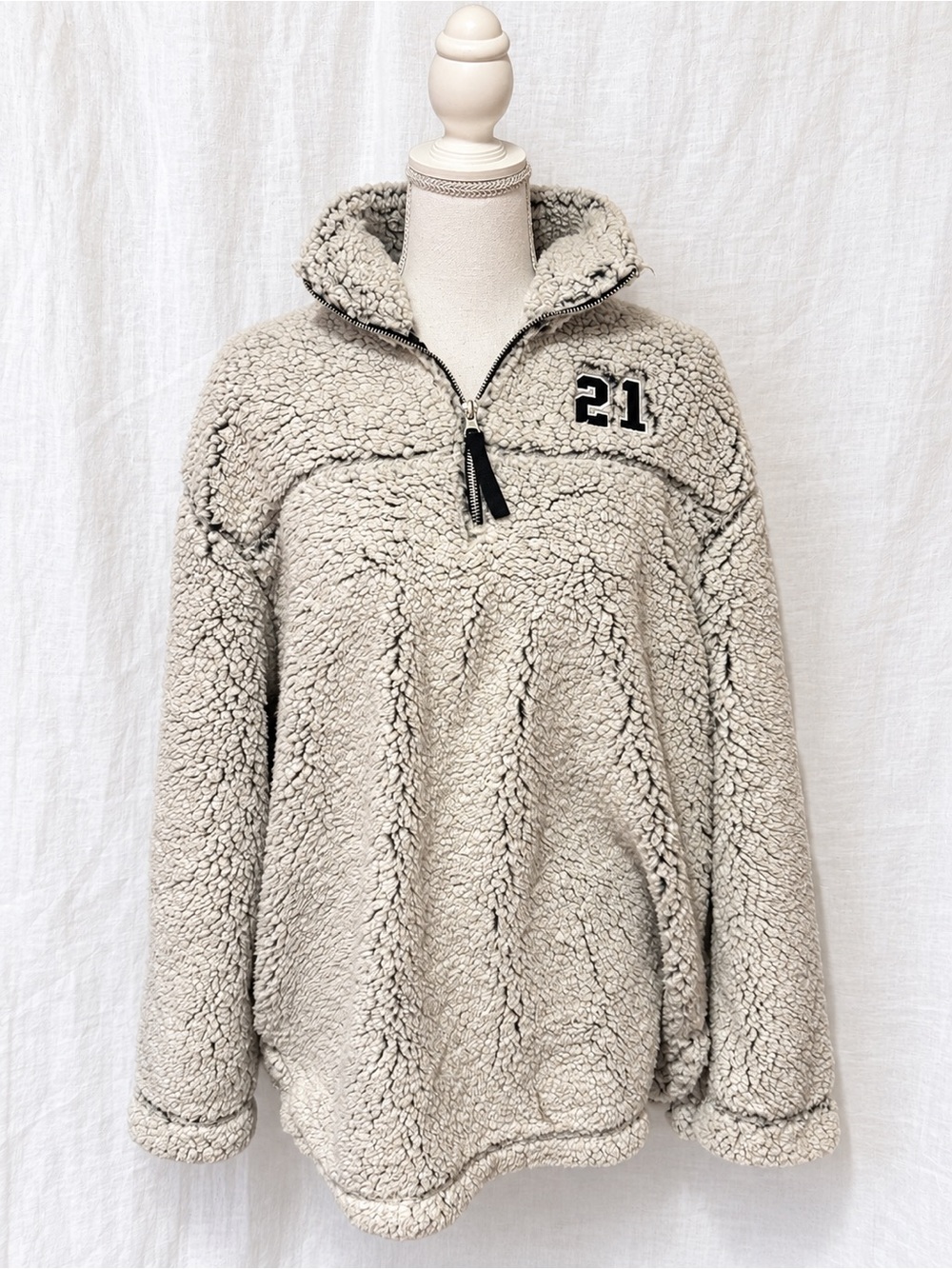 Jostens Class of 2021 Sherpa Quarter Zip Pullover Unisex Large Gray Fleece